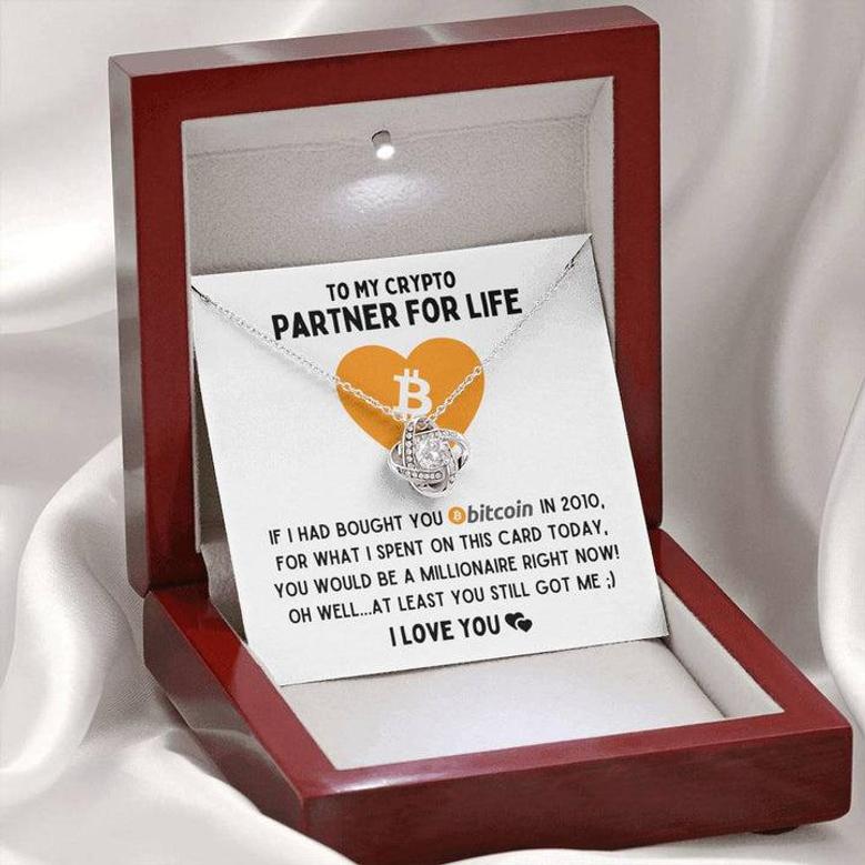 To My Crypto Partner For Life - Bitcoin Millionaire - Love Knot Necklace