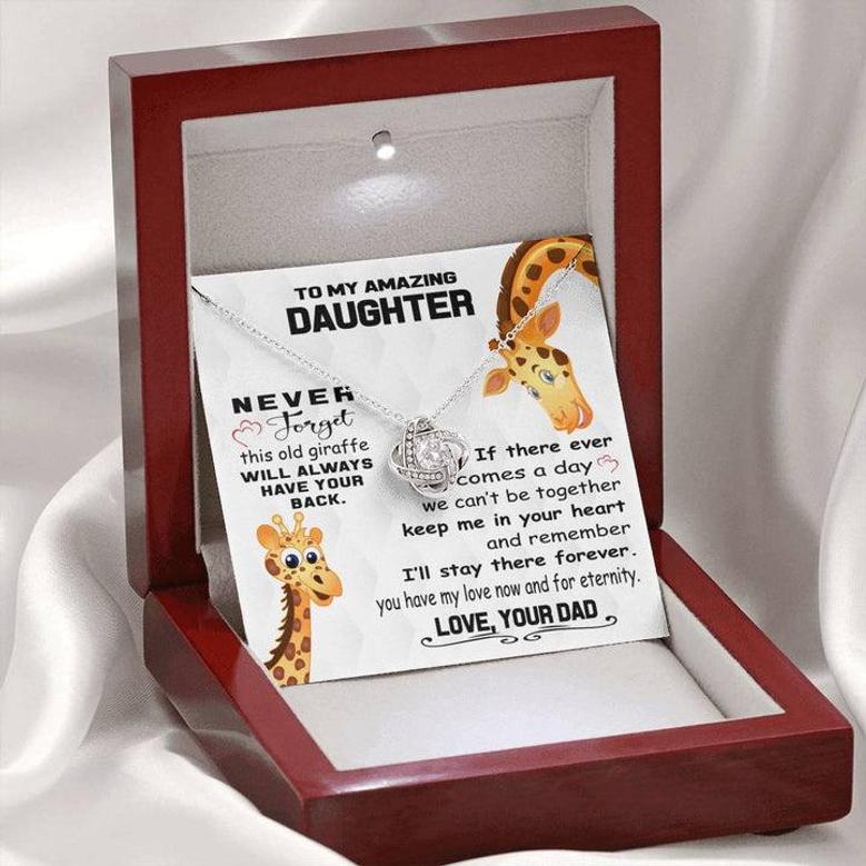 To My Daughter From Dad This Old Giraffe Has Your Back Love Knot Necklace | Gift From Dad| Daughter Christmas, Birthday, Graduation Gift