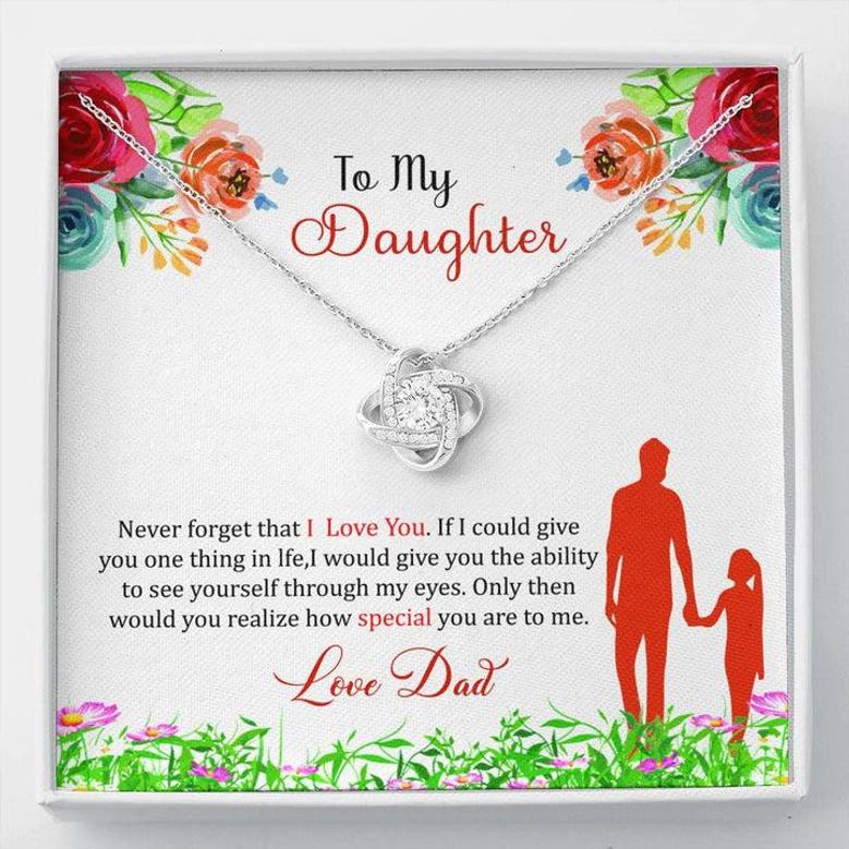 To My Daughter Love Knot Necklace, Gift For Daughter, Dad Gift To Daughter.