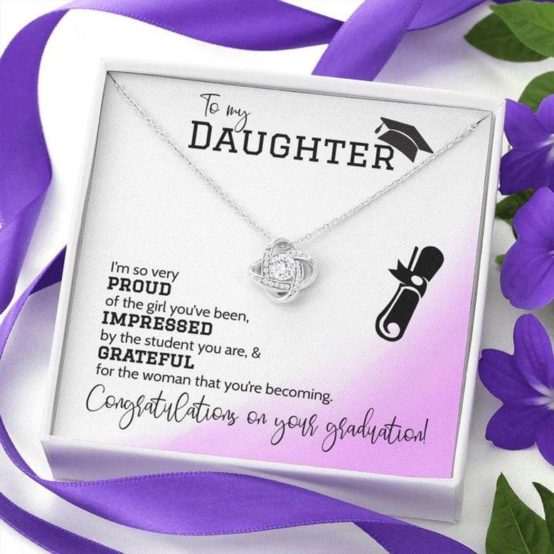 To My Daughter Proud Graduation Love Knot Necklace.