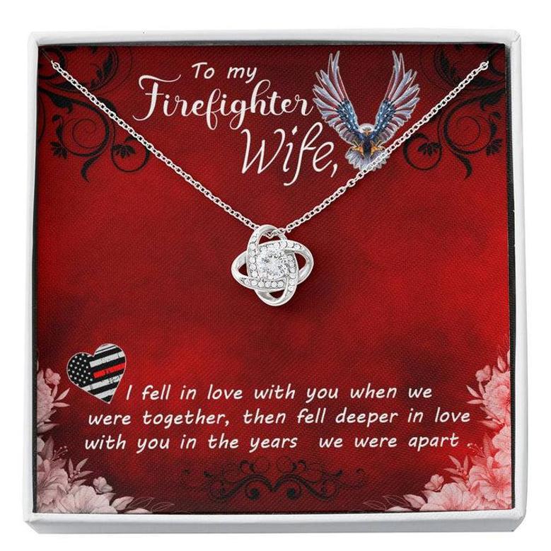 To My Firefighter Wife - Love Knot Necklace - Surprise Your Loved One With This Gorgeous Gift Today!