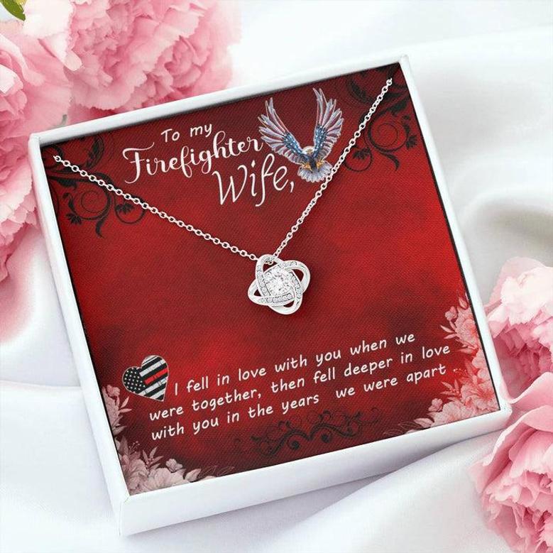 To My Firefighter Wife - Love Knot Necklace - Surprise Your Loved One With This Gorgeous Gift Today!