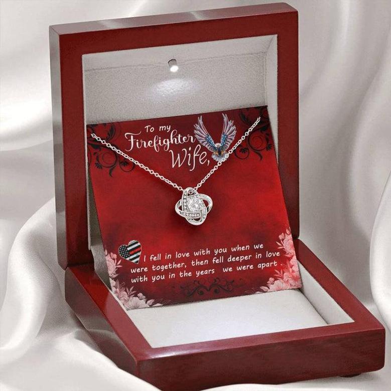 To My Firefighter Wife - Love Knot Necklace - Surprise Your Loved One With This Gorgeous Gift Today!