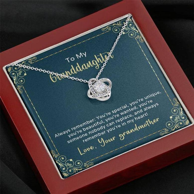 To My Granddaughter - Always Remember You're Special - Love Knot Necklace