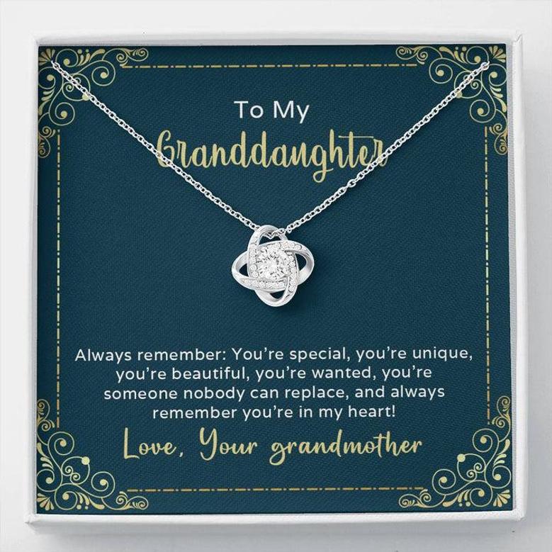 To My Granddaughter From Love Grandma Love Knot Necklace For Granddaughter Pendant Necklace For Birthday Graduation Anniversary Wedding Gift Holiday