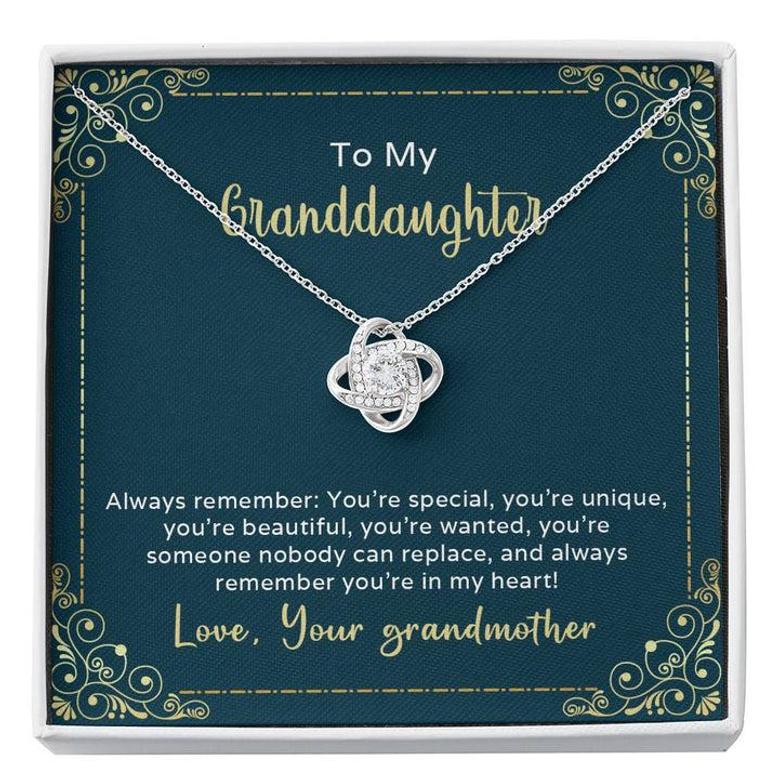 To My Granddaughter From Love Grandma Love Knot Necklace For Granddaughter Pendant Necklace For Birthday Graduation Anniversary Wedding Gift Holiday