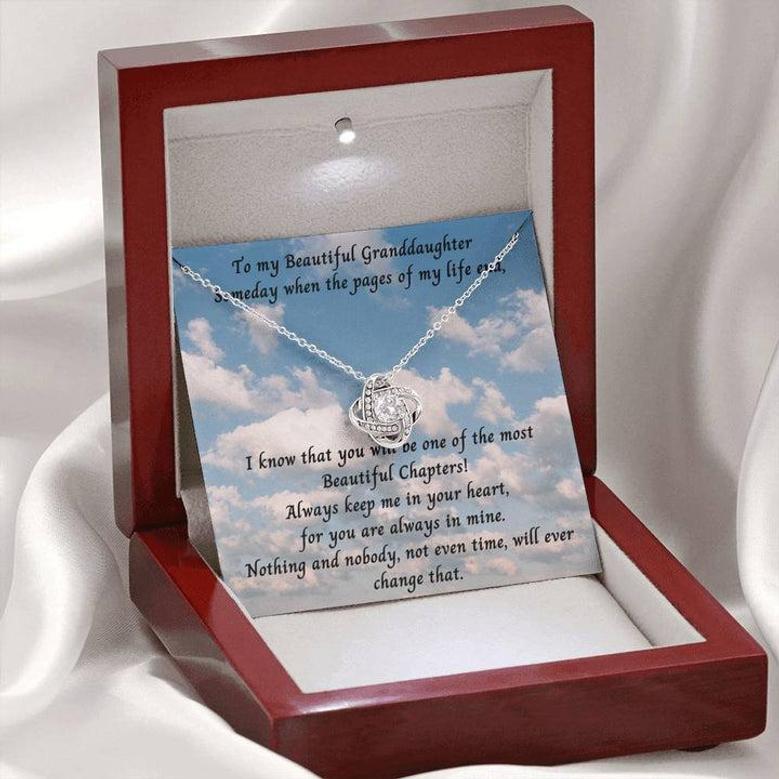 To My Granddaughter Gift Love Knot Necklace, To My Beautiful Granddaughter. "Someday When The Pages Of My Life End...."