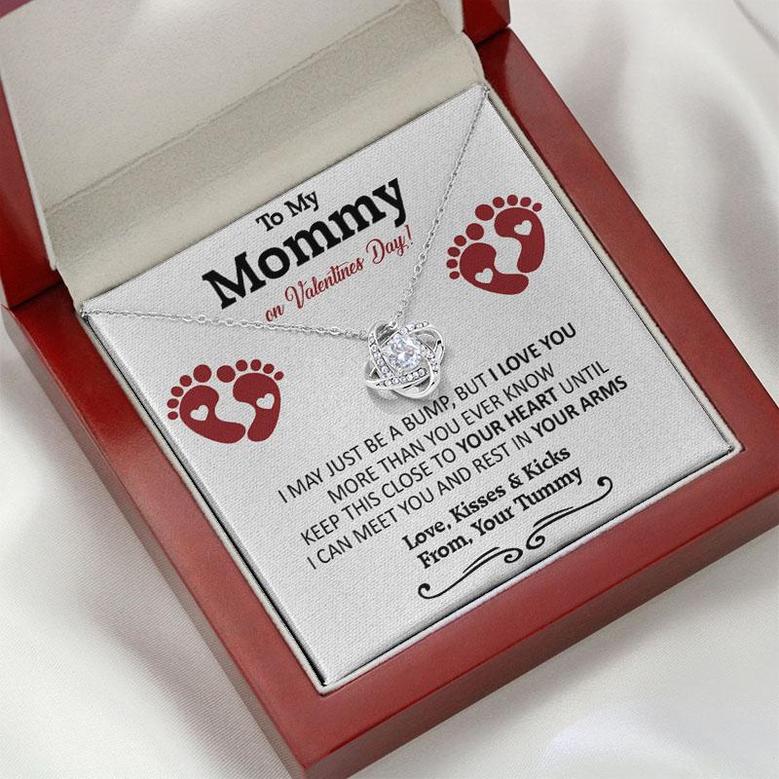 To My Mommy On Valentines Day Mom to be Love Knot Necklace