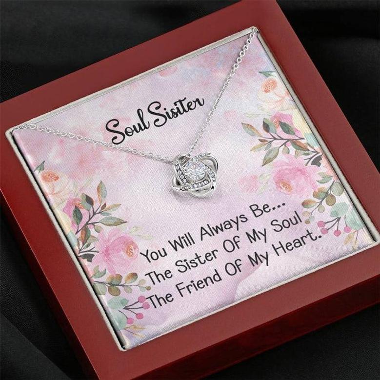 To My Soul Sister Gift Love Knot Necklace , Cute Sister Birthday Present, Chrismtas Gift, Sister Gift