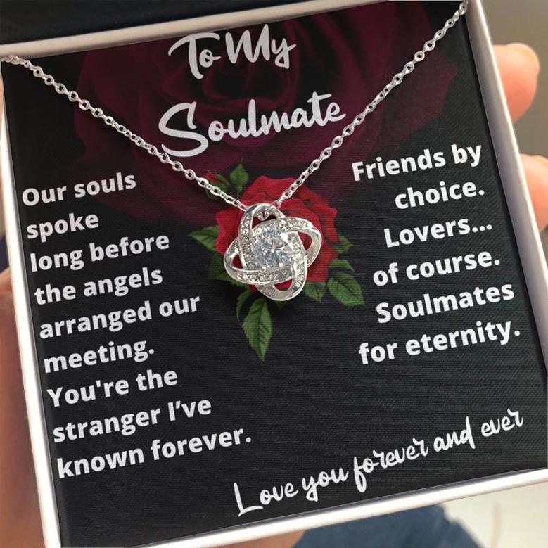 To My Soulmate Forever Love Knot Necklace Wife Girlfriend Valentines Day Meaningful Gift Sentimental Romantic Gift