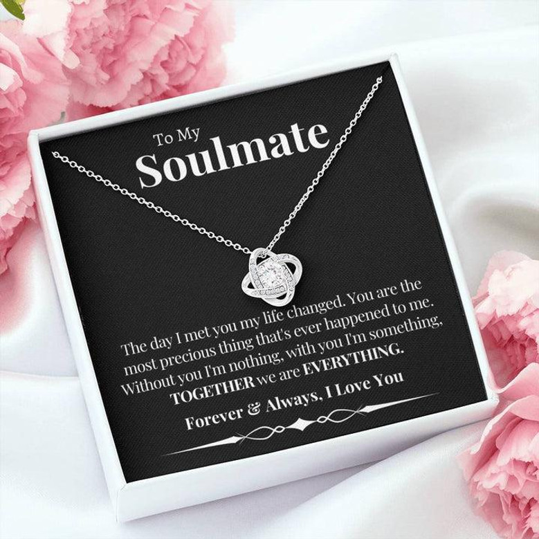 To My Soulmate Gift For Fiance Girlfriend Together We Are Everything Love Knot Necklace