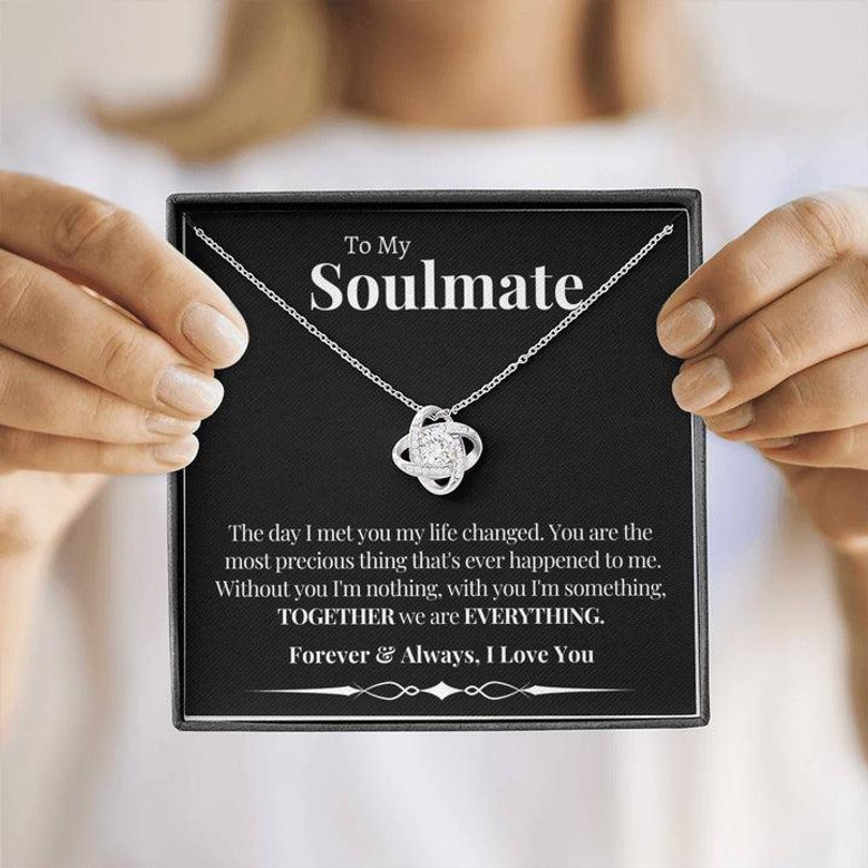 To My Soulmate Gift For Fiance Girlfriend Together We Are Everything Love Knot Necklace