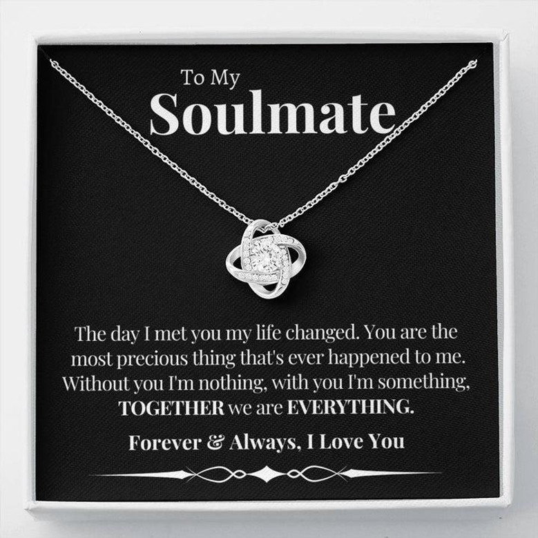 To My Soulmate Gift For Fiance Girlfriend Together We Are Everything Love Knot Necklace