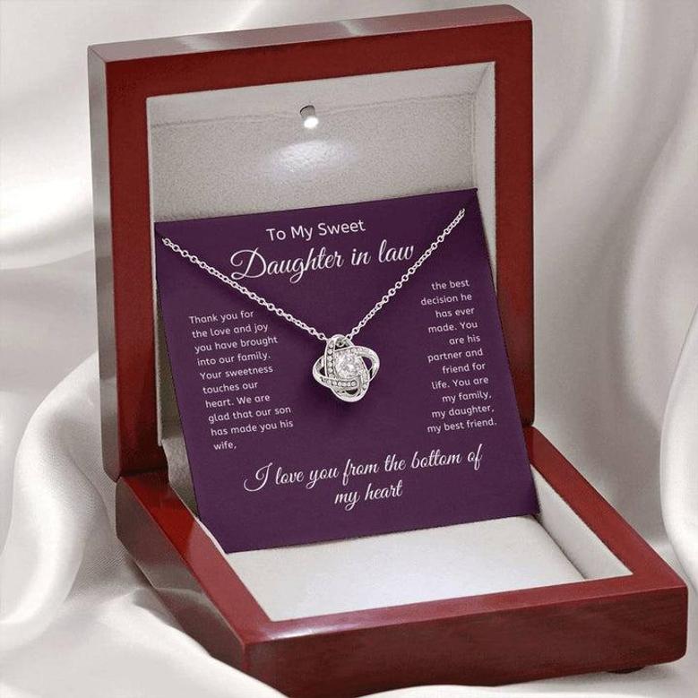 To My Sweet Daughter In Law From The Bottom Of My Heart Love Knot Necklace