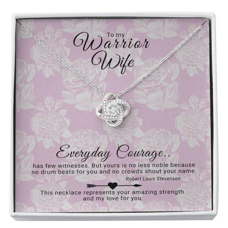 To My Warrior Wife Survivor Courage Love Knot Necklace