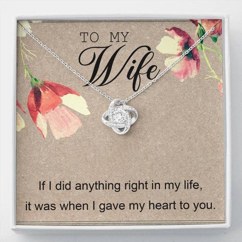 To My Wife Love Knot Necklace Message Card