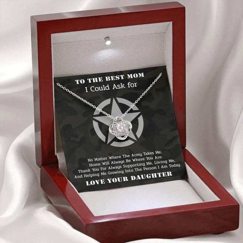 To The Best Mom Army Love Knot Necklace From Daughter
