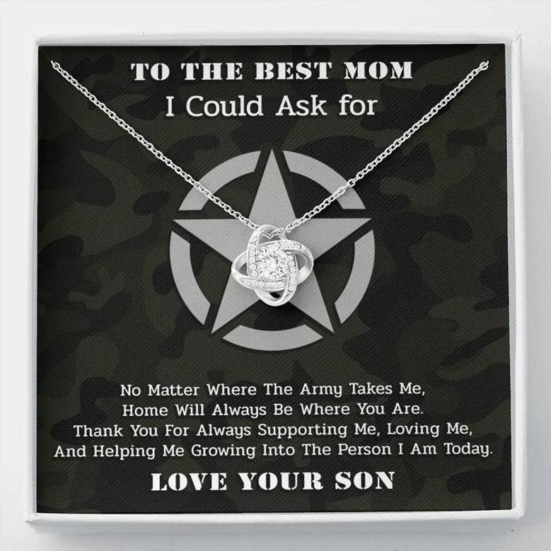 To The Best Mom Army Love Knot Necklace