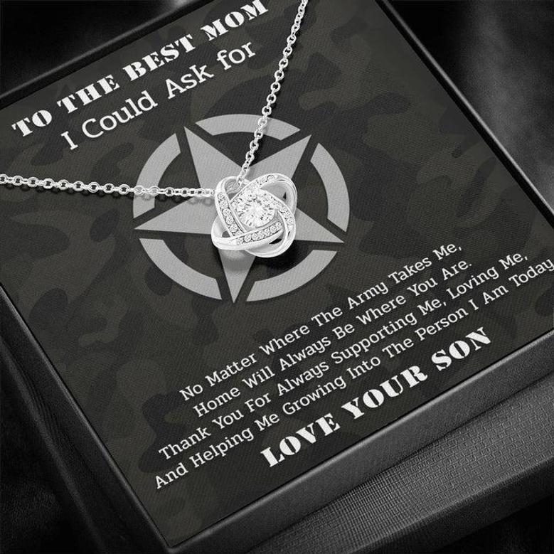 To The Best Mom Army Love Knot Necklace