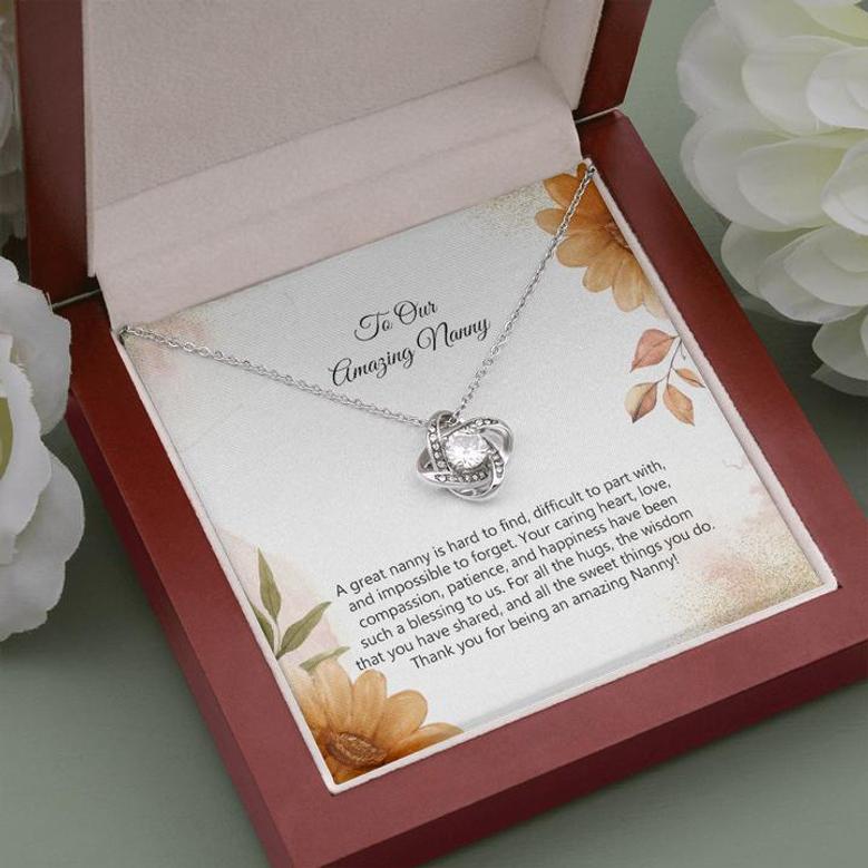 Amazing Nanny, Special Message Card For Nanny, Custom Love Knot Necklace Gift, Nanny Necklace Gift, Appreciation Necklace