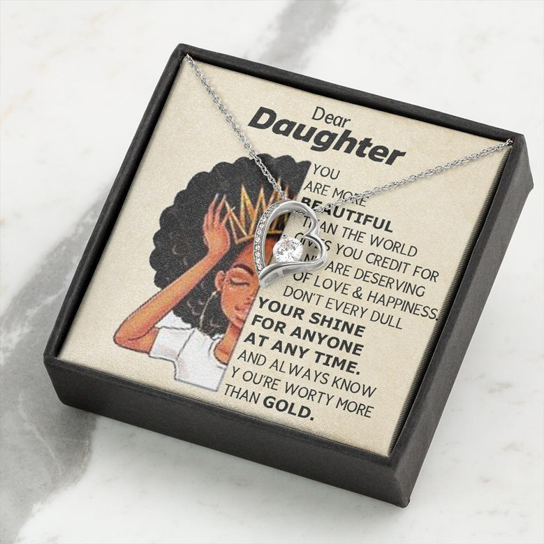 Gift For Daughter From Mom, Dad Dear Daughter Afro, Little Black Girl, Birthday Gift Idea