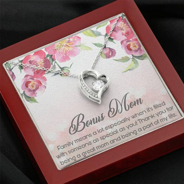 Bonus Mom Is Great Mom, A Part Of My Life Forever Love Necklace Mother's Day Gift