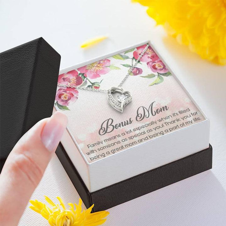 Bonus Mom Is Great Mom, A Part Of My Life Forever Love Necklace Mother's Day Gift