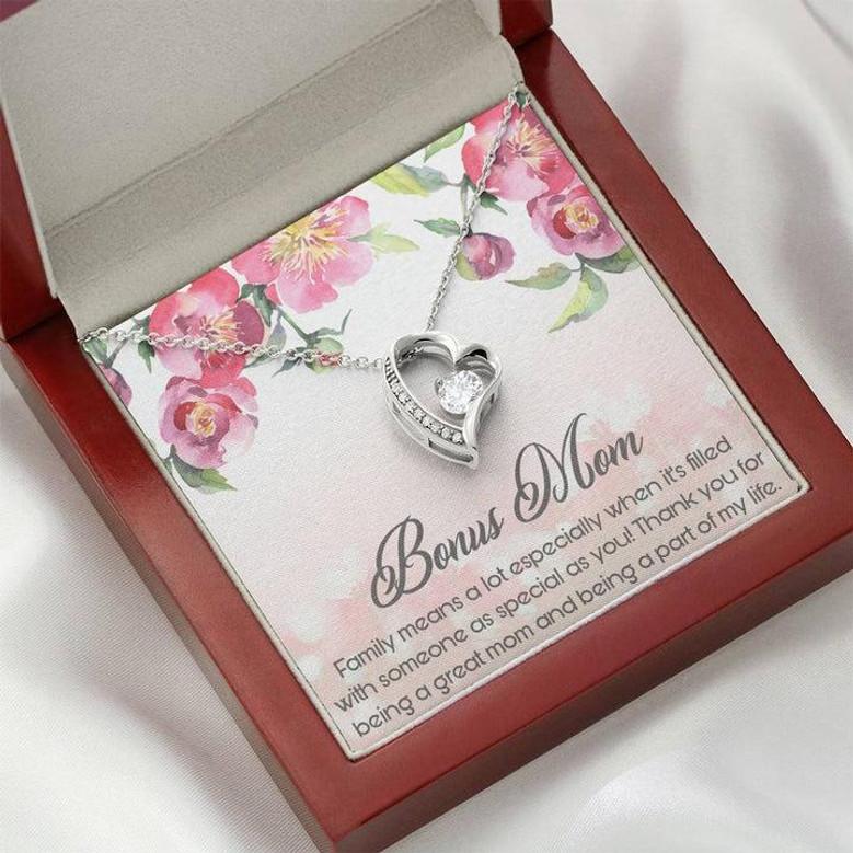 Bonus Mom Is Great Mom, A Part Of My Life Forever Love Necklace Mother's Day Gift