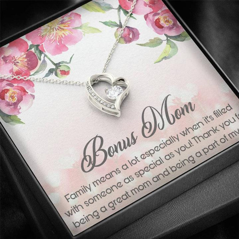 Bonus Mom Is Great Mom, A Part Of My Life Forever Love Necklace Mother's Day Gift