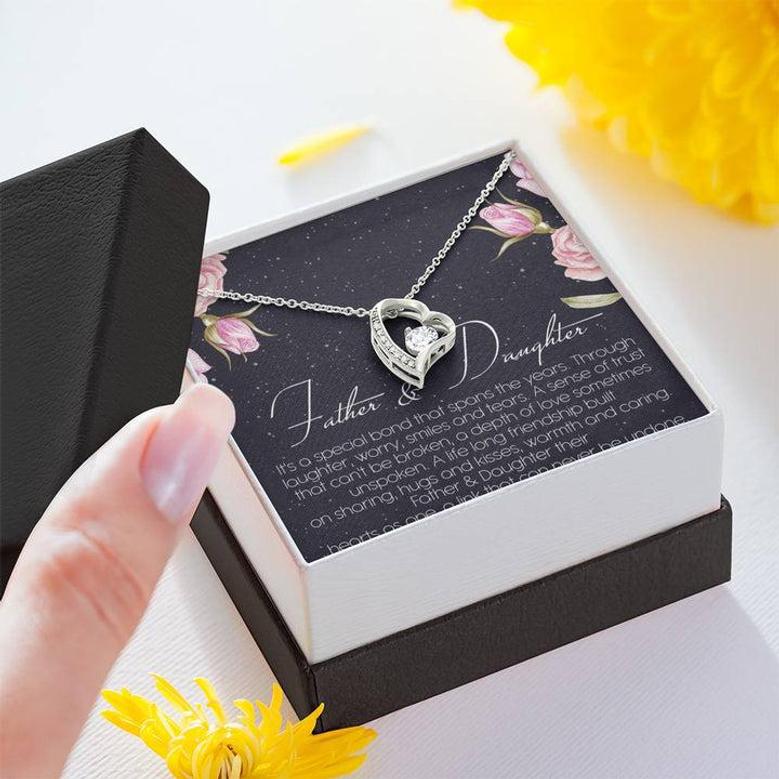 Father And Daughter Their Heart As One Forever Love Necklace Father's Day Message Card