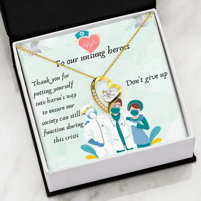 Forever Love Necklace With Support Message - 18K Yellow Gold