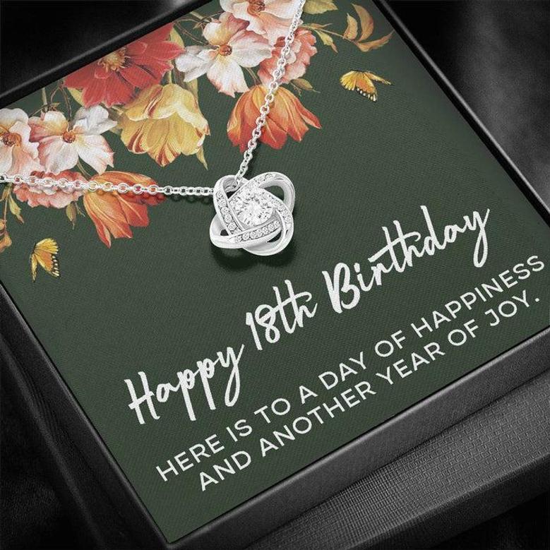 Happy 18Th Birthday Necklace, Birthday Gifts For Women, 18 Yrs Old Birthday Jewelry, Birthday Gifts For Girls, Love Knot Necklace X226lk1