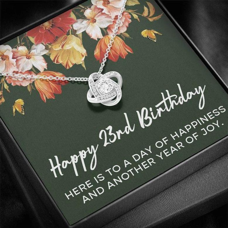Happy 23Rd Birthday Necklace, Birthday Gifts For Women, 23 Yrs Old Birthday Jewelry, Birthday Gifts For Girls, Love Knot Necklace X226lk6