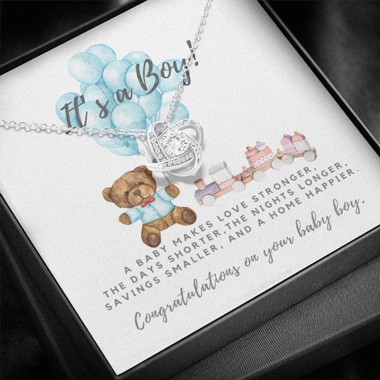 It's A Boy Necklace Gift For Mom | Baby Boy Congratulations | Baby Boy Shower Gift For Mom | New Mom Necklace | New Mom Gift | Gift For New Baby | New Mother Jewelry | Quotes | New Mommy Gift | Love Knot Necklace