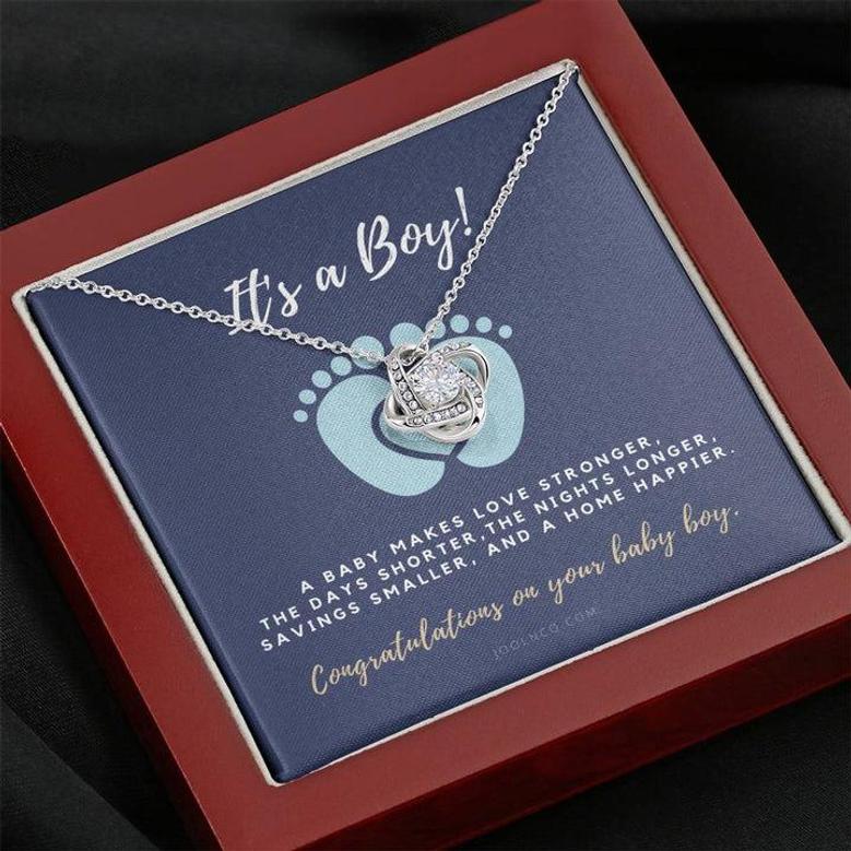 It's A Boy Necklace Gift For Mom | Baby Boy Congratulations | Baby Boy Shower Gift For Mom | New Mom Necklace | New Mom Gift | Gift For New Baby | New Mother Jewelry | Quotes | New Mommy Gift | Love Knot Necklace
