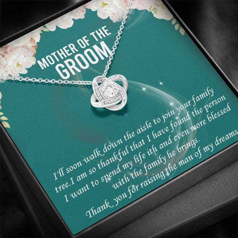 Mother Of The Groom Love Knot Necklace Gift, Personalized Mother In Law Gift, Wedding Gift, Sterling Silver, Mother Of The Groom Necklace