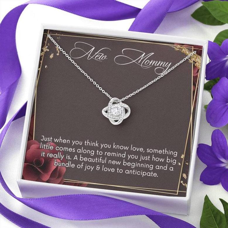 New Mommy Necklace, New Mom Love Knot Necklace, New Mom Necklace Personalized Gift, Pregnancy Necklace, Mama To Be Necklace, New Mother Gift