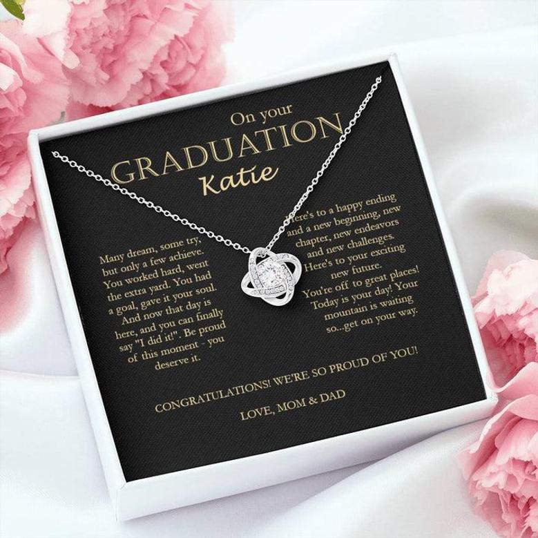 On Your Graduation - Katie - Congratulations - Love, Mom & Dad - Love Knot Necklace