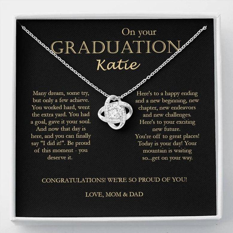 On Your Graduation - Katie - Congratulations - Love, Mom & Dad - Love Knot Necklace