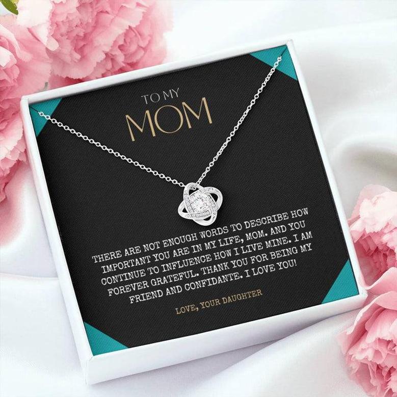 Personalized Gift To My Mom Necklace, Birthday Valentines Gift, To My Mother, Silver Jewelry For Women, Love Knot Necklace With Message Card