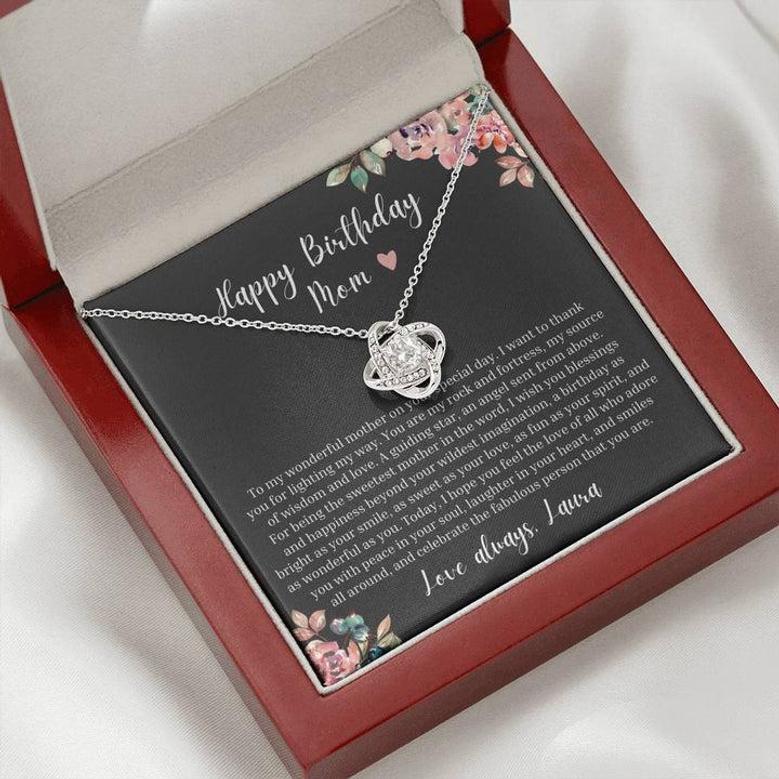 Personalized Happy Birthday Mom Love Knot Necklace
