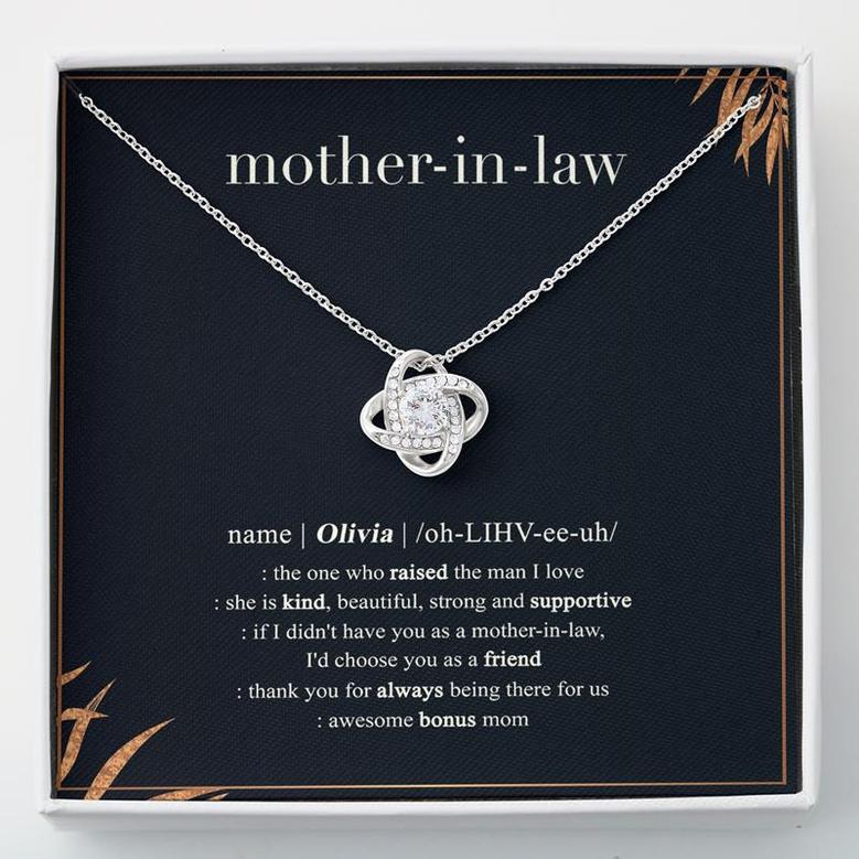 Custom Mother In Law Definition | Custom Name | Mothers Day Gift For Mother In Law | Personalized Name Mother In Law Love Knot Necklace