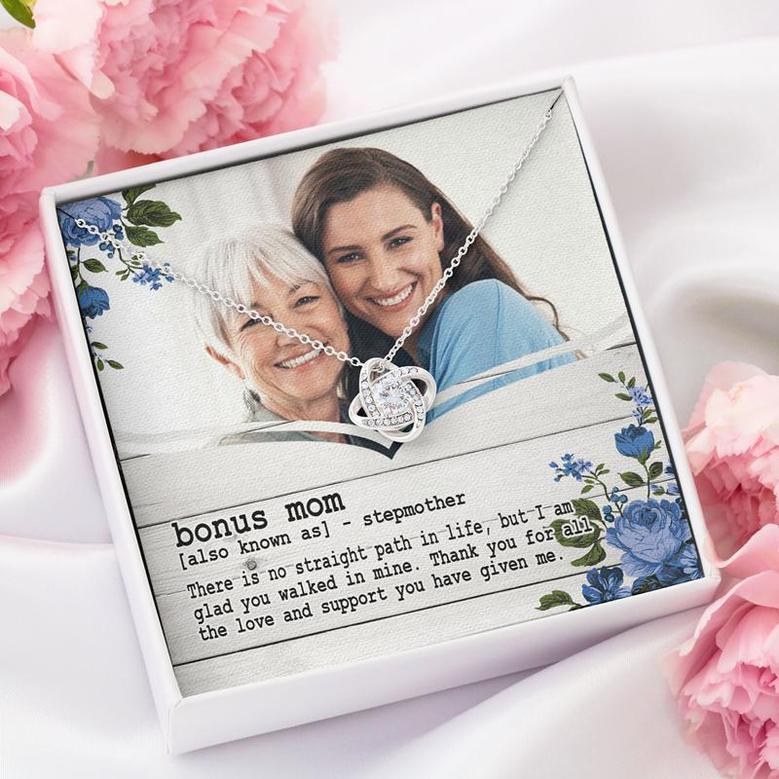 Custom Bonus Mom Definition | Custom Photo | Mothers Day Gift For Mom | Personalized Photo Bonus Mom Love Knot Necklace