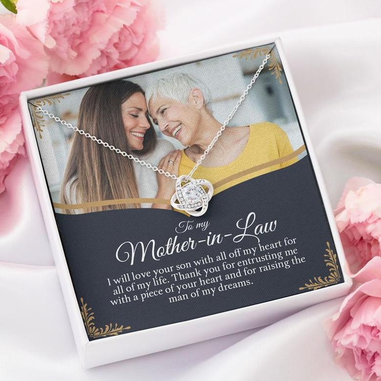 Custom To My Best Mother In Law | Custom Photo | Mothers Day Gift For Mother In Law | Personalized Photo Mother In Law Love Knot Necklace