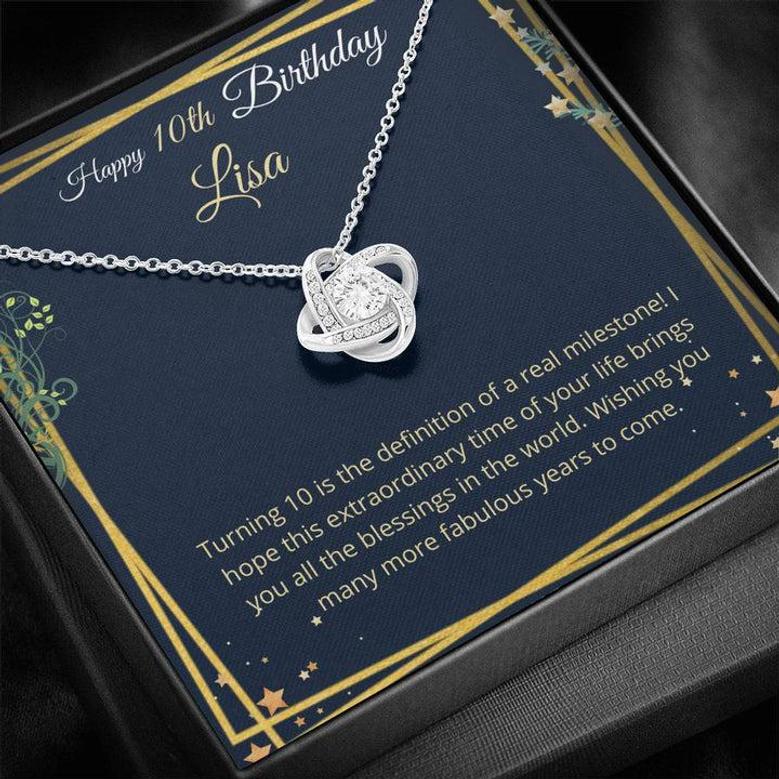 The Love Knot Necklace For Girl, Personalized Birthday Gifts For Her, 10Th Birthday Girl, 10Th Birthday Gift, Tenth Birthday Necklace, Gift For 10 Year Old Girl Gifts.