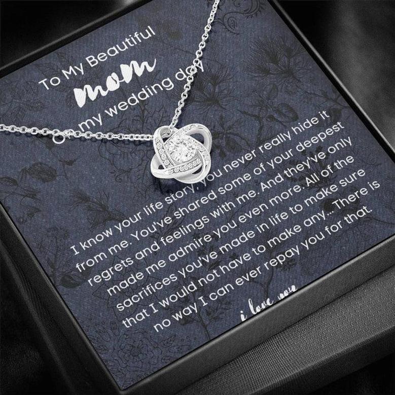 To Mom On My Wedding Day, Mother Of The Bride Gift From Daughter, Mother Of The Bride Necklace From Bride, Mom Of Bride, Love Knot Necklace