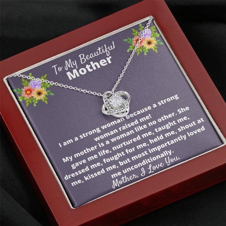 To My Beautiful Mother Necklace, Mother's Day Love Knot Necklace
