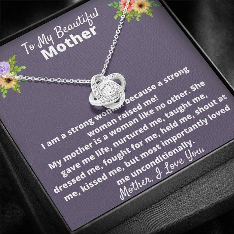 To My Beautiful Mother Necklace, Mother's Day Love Knot Necklace