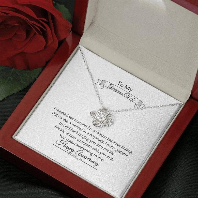 To My Gorgeous Wife, Love Knot Necklace, Anniversary Necklace, Anniversary Pendant, Christian Gift Idea, Sentimental Gift, Thoughtful Gift, Golden Anniversary, 40Th Anniversary