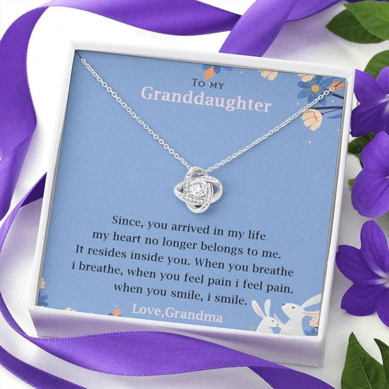 To My Granddaughter - When You Smile, I Smile- Love Knot Necklace From Grandma!